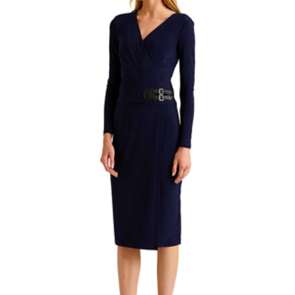 Lauren Ralph Lauren Buckled Jersey Dress - Lighthouse Navy - Size 10